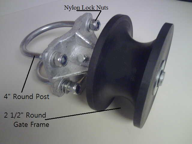 round nylon cantilever roller assembly for chain link gate